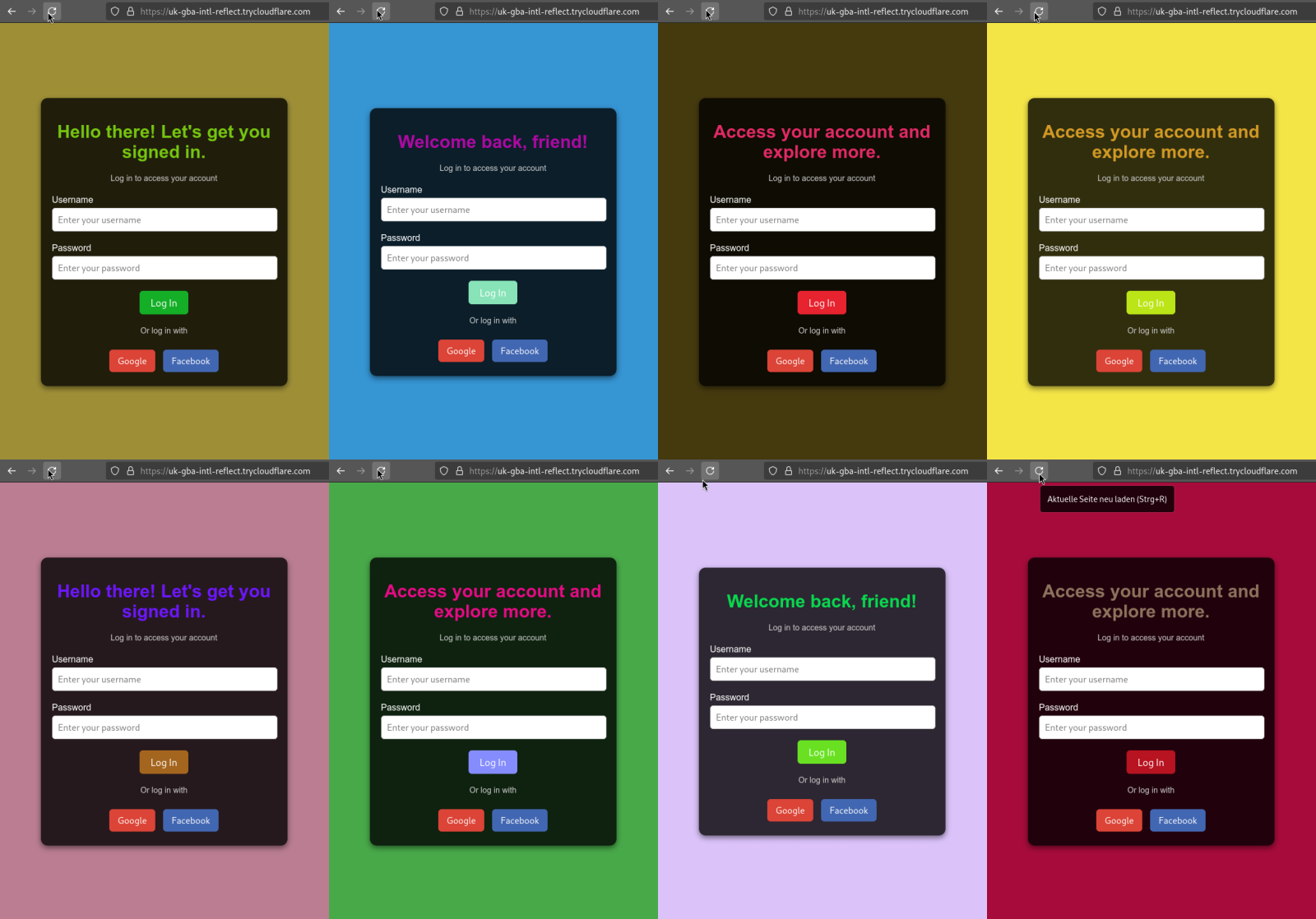 Collage von Phishing-Loginseiten