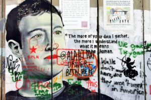 Mark Zuckerberg als Graffiti