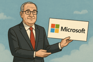 Bundesrat Guy Parmelin wirbt für Microsoft - Bild von ChatGPT